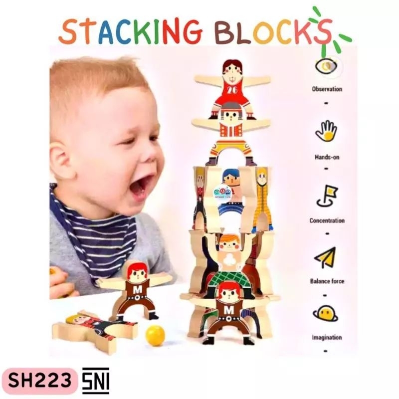 JOFESTORE88 X FerenHongXia STACKING BLOCKS MAINAN STACKING BLOCKS SUPERHERO GAME DOMINO