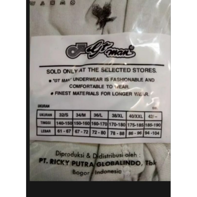 1 pcs celana dalam pria GTMAN 704 BW termurah