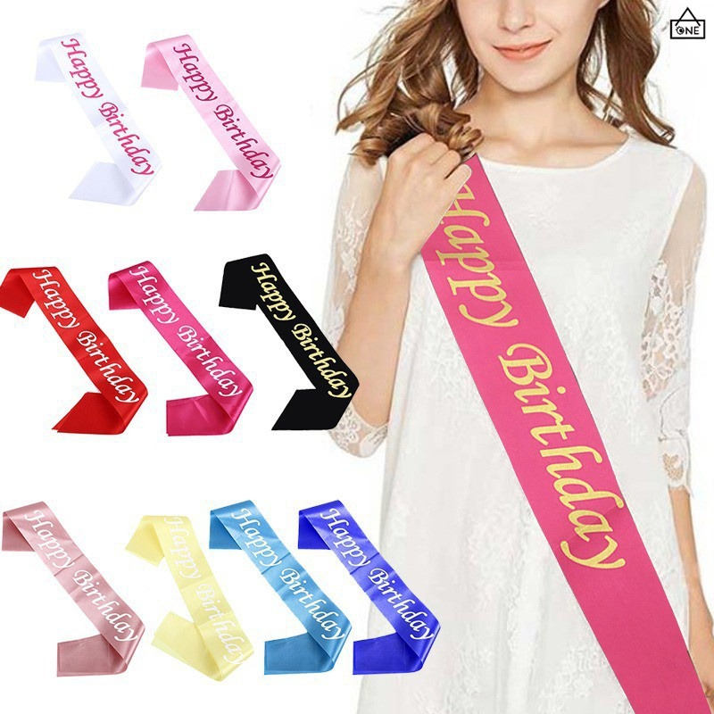 SS Selempang Ulang Tahun Sash Happy Birthday Girl Bride To Be Slendang Kelulusan Happy Birthday Tunangan Sleeve Bridal Shower Sashes Graduation Mum To Be Bridal Shower