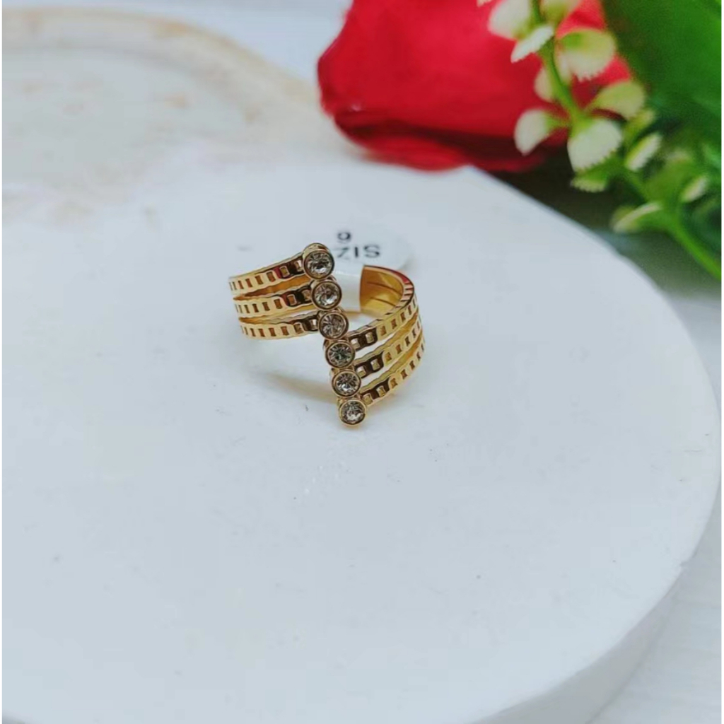 Cincin Titanium Permata Anti Karat Perhiasan Fashion R054/055