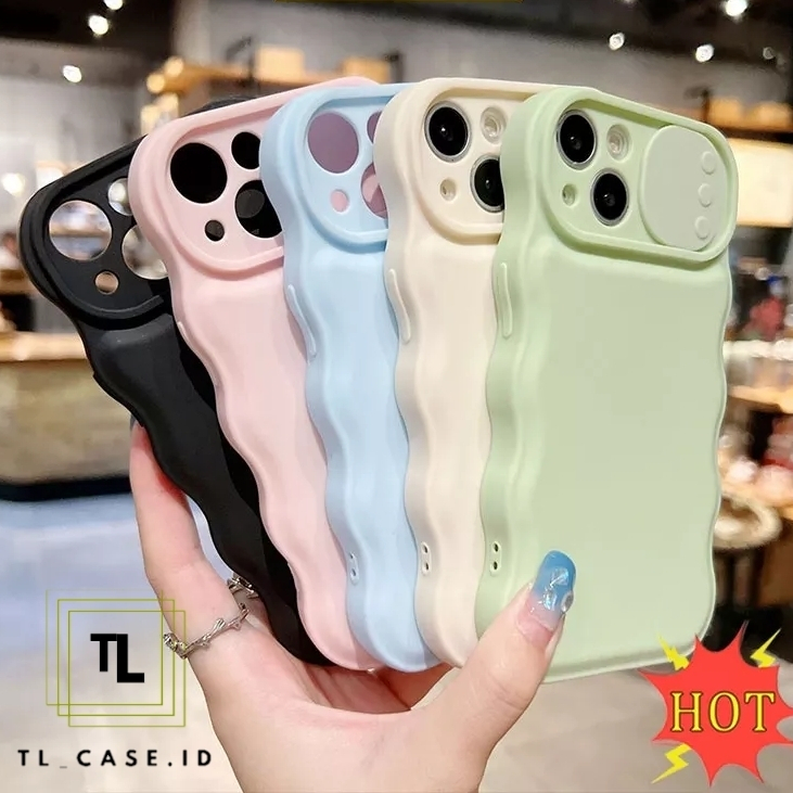 WSC - IPHONE X XS XR 11 11 PRO 11 PRO MAX 12 12 PRO 12 PRO MAX 13 13 PRO 13 PRO MAX 14 14 PRO 14 PRO MAX - WAVE pastel slide candy soft case gelombang berwarna macaroni