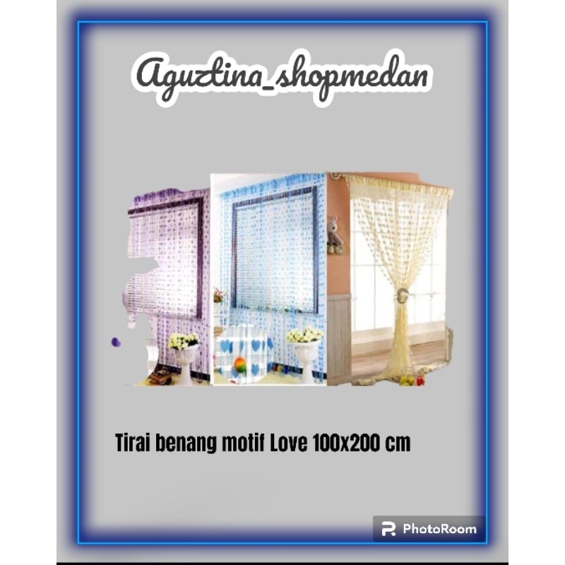 TIRAI BENANG LOVE 100X200 CM/PEMBATAS RUANGAN/TIRAI LOVE KECIL/TIRAI vitrase jendela
