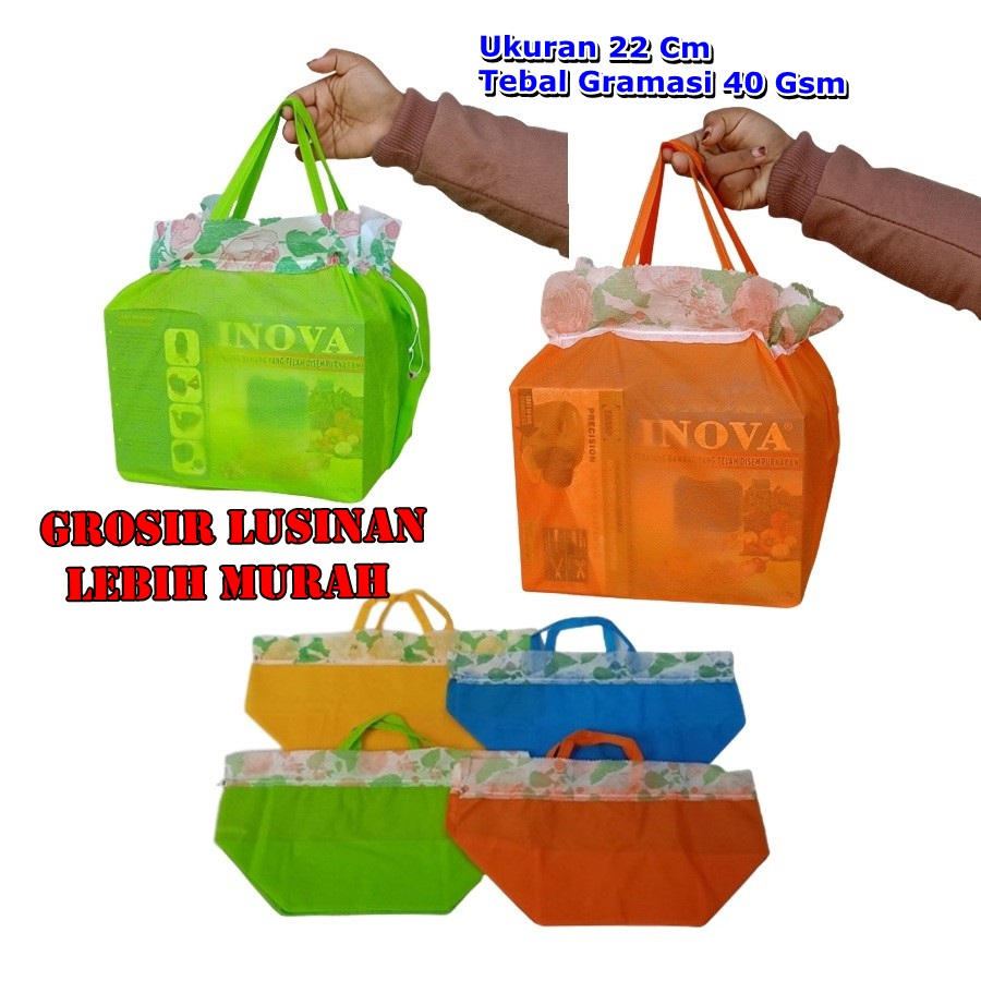 Tas Hajatan Serut 22 Cm Motif Warna Bunga Goodie Bag Serut Polos Bunga