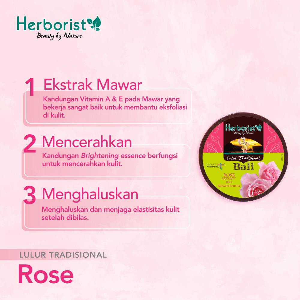 HERBORIST Lulur Tradisional Bali Bengkoang Extract Indonesia / 100g 200g / Milk Zaitun Chocolate Papaya Rose Strawberry Green Tea Avocado Kiwi Beras Aloe Vera Coconut Frangipani Plus Brightening / Skincare Body Scrub Gel Lotion Peeling Exfoliating Tubuh