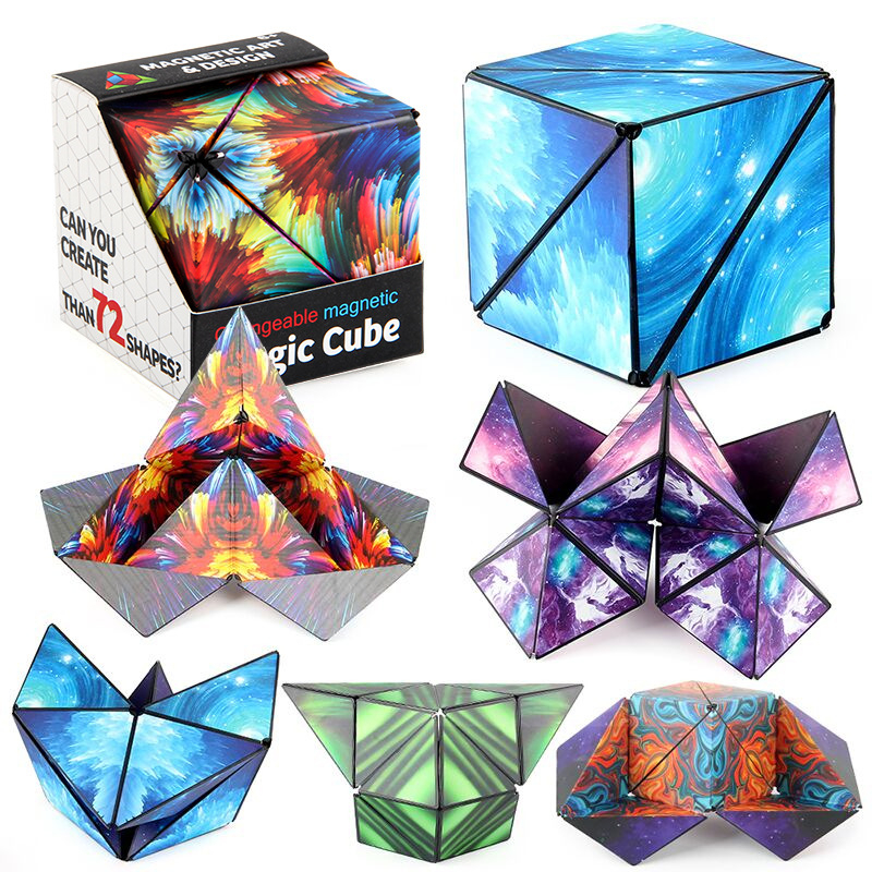 3D Rubik Tiga Dimensi Geometris/ Ruang Berpikir Pendidikan Cube Orde Ketiga / Penghilang Stress Magic Rubik  Mainan Puzzle Kubus Magic Magnetik 3D Berubah 72 Bentuk Anti Stres Untuk Anak Dewasa