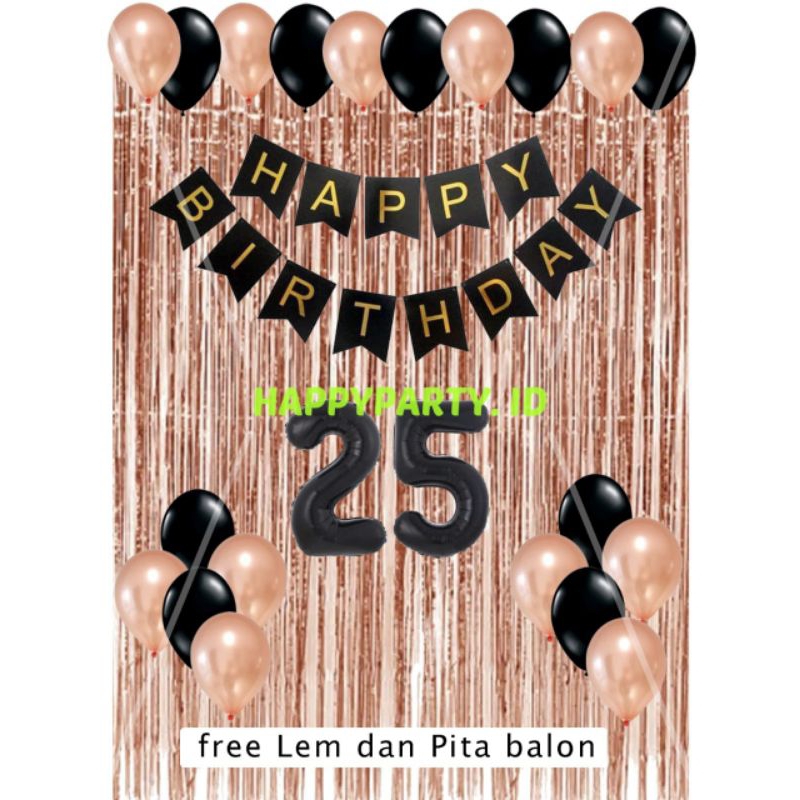 PAKET SET DEKORASI ULANG TAHUN BONUS PITA DAN LEM UKURAN 2X2 METER