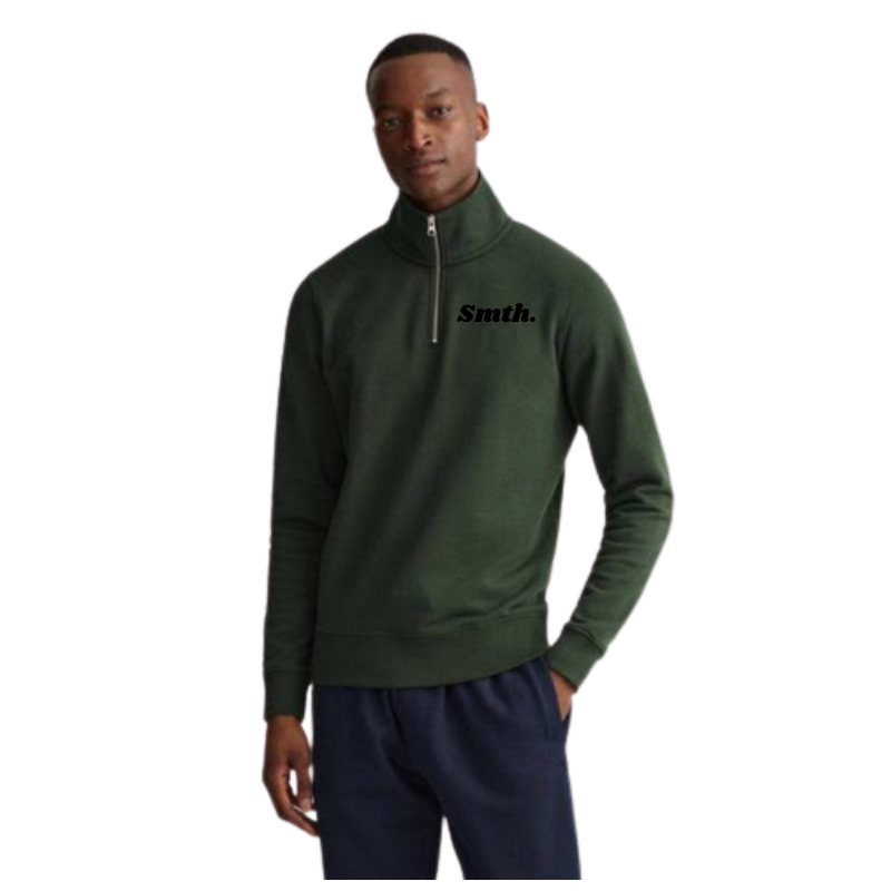 SWEATSHIRT SMITH BASIC HALZIP SAGE GREEN PREMIUM / SWEATER RUGBY /CREWNECK RESLITING