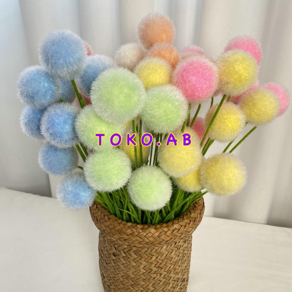 BUNGA ARTIFICIAL POM-POM RUMPUT MY B8124 BUNGA PLASTIK DEKORASI WEDDING RUMAH