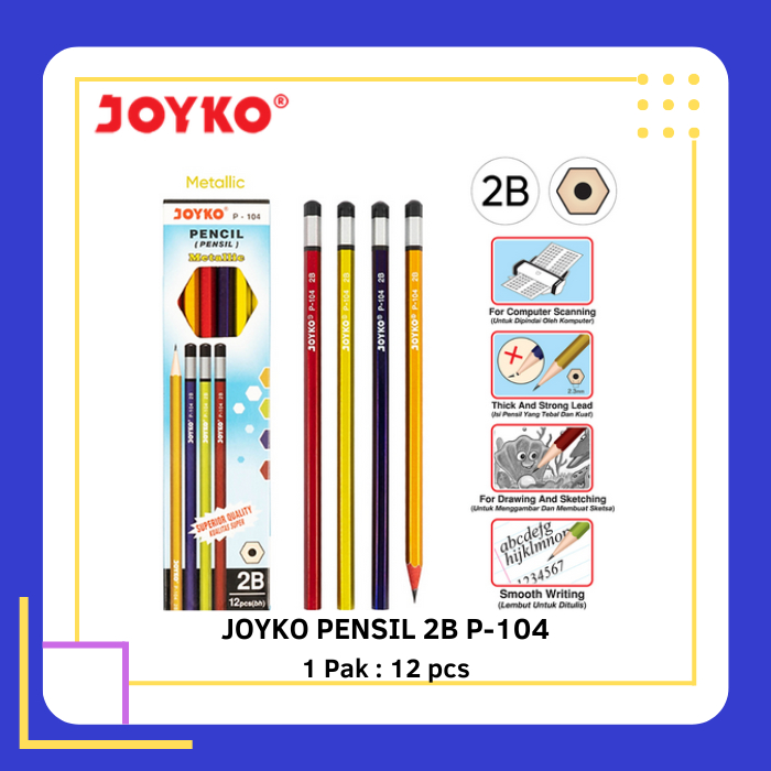 

JOYKO Pensil 2B P-104 Metallic 1 Pak - 12 Pcs