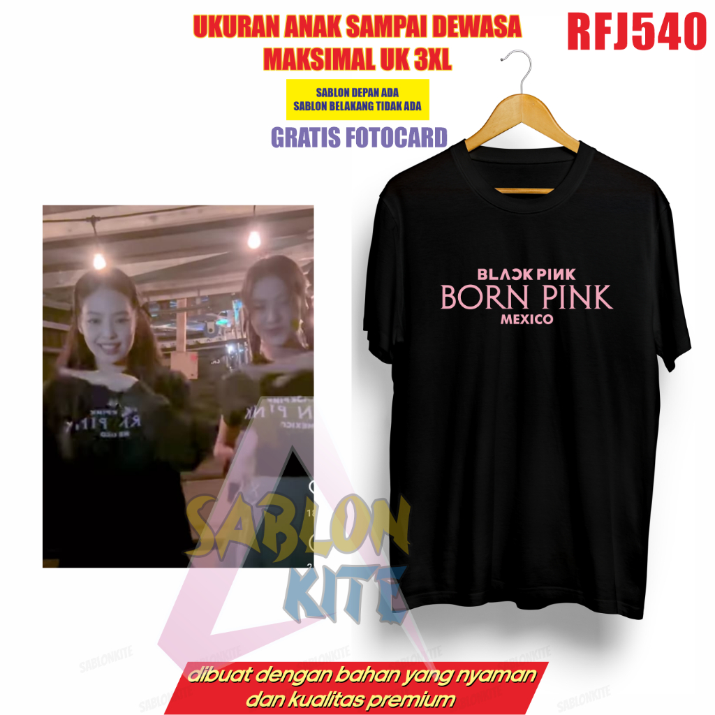 Gratis Fotocard ! Kaos Kpop Jennie Jisoo Mexico RFJ540 tour bornpink born pink