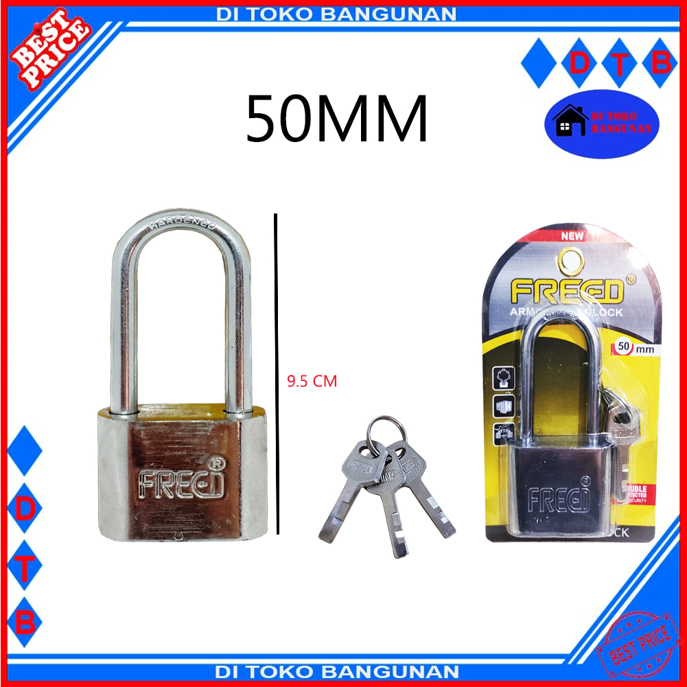 Gembok Nekel Panjang FREED 30 40 50 60 mm Rumah Industri Padlock
