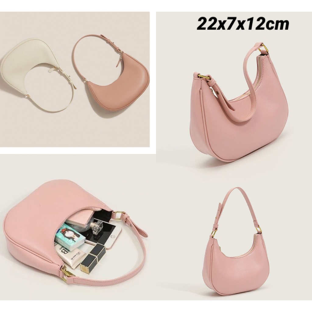 FT75 Tas wanita bahu selempang cantik kulit kilat polos macaron 22 x 7 x 12 cm