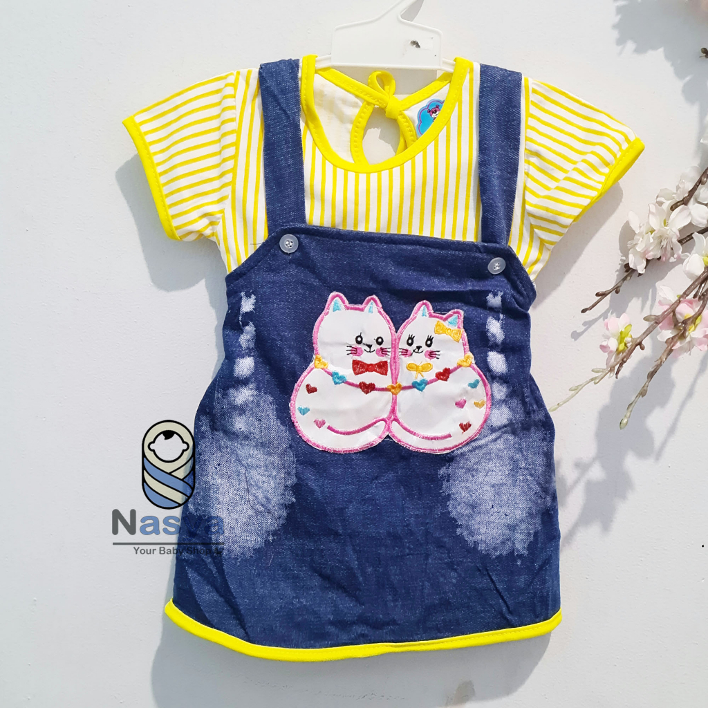 [KK-019] Dress Bayi Perempuan / Bayi bayi perempuan model kodok Denim