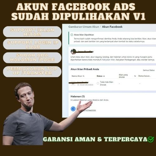 Akun Facebook ADS Siap Iklan Sudah Pemulihan V1 Suport KW BLACK