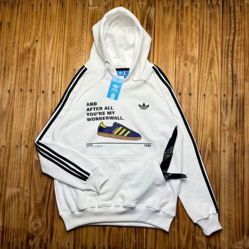 HOODIE JAKET ADIDAS x OASIS PUTIH FULLTAG &amp; LABEL