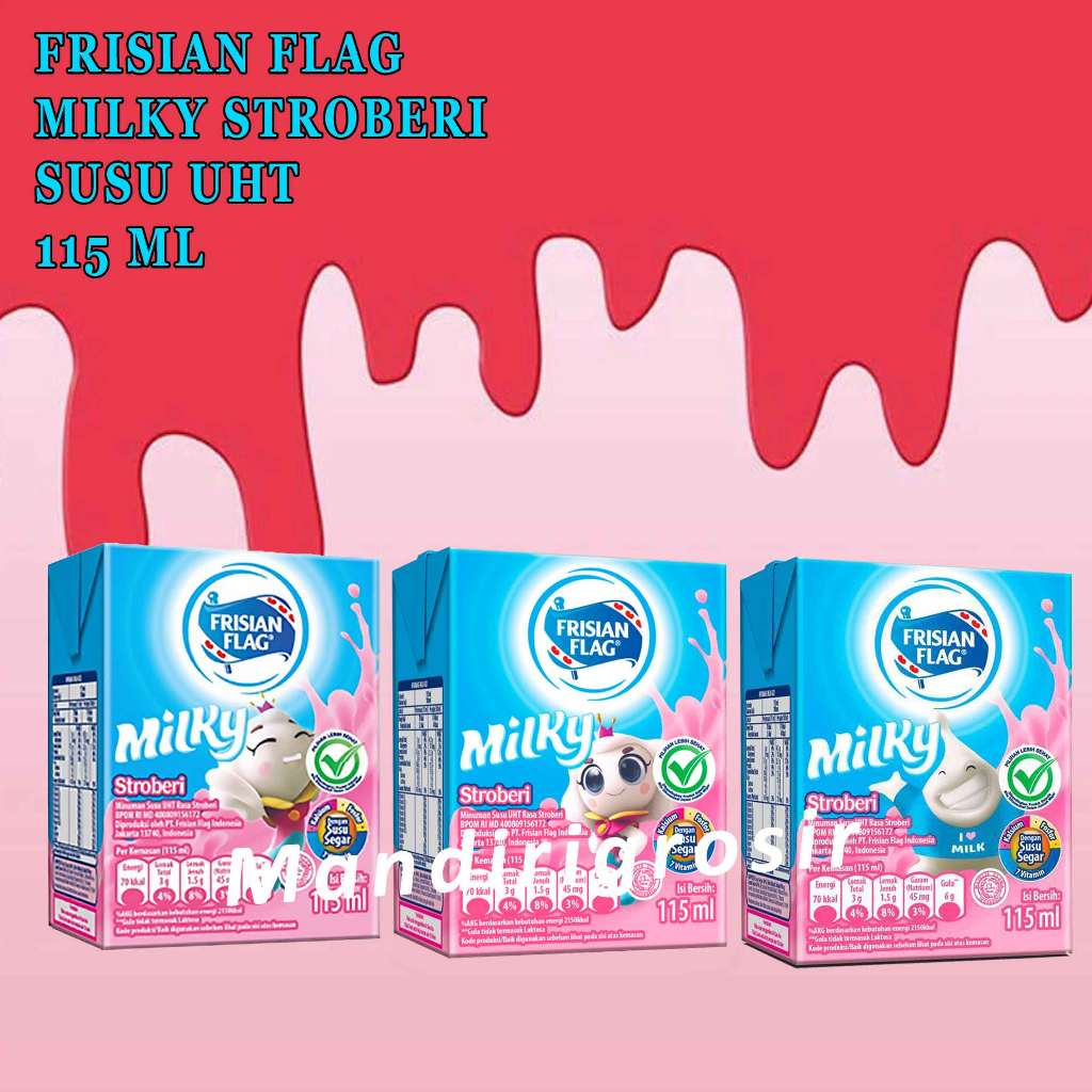 Susu* Frisian flag* Susu UHT* Rasa Strawberry* 115ml