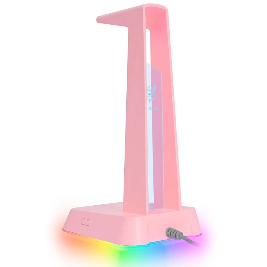 Onikuma ST2 RGB Gaming Headphone Stand with 3 USB and AUX - Pink