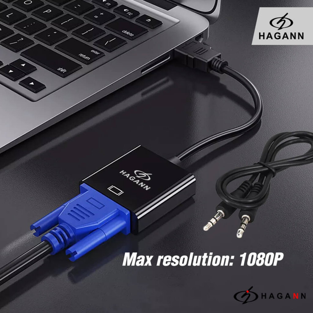 HAGANN CON-CC02 Converter HDMI to VGA with Audio | Adapter HDMI ke VGA | Kabel Konverter Konektor – Garansi 1 Tahun