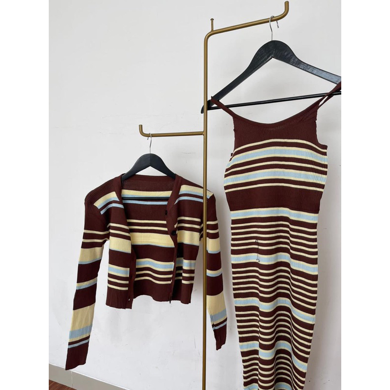 Neva One Set dress Cardigan Premium | One Set Knit Korea Premium | Set Bumil Casual Fancy