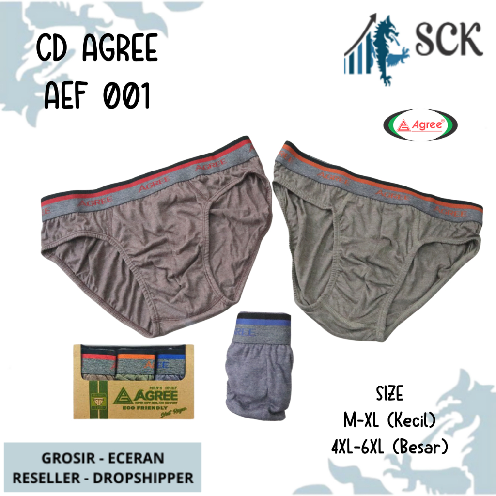 [ISI 3] Celana Dalam Olahraga Pria AGREE AEF 01 / CD Agree AEF 001 Pinggang Karet MODEL BOXER Sport  / Pakaian Dalam Cowok - sckmenwear GROSIR