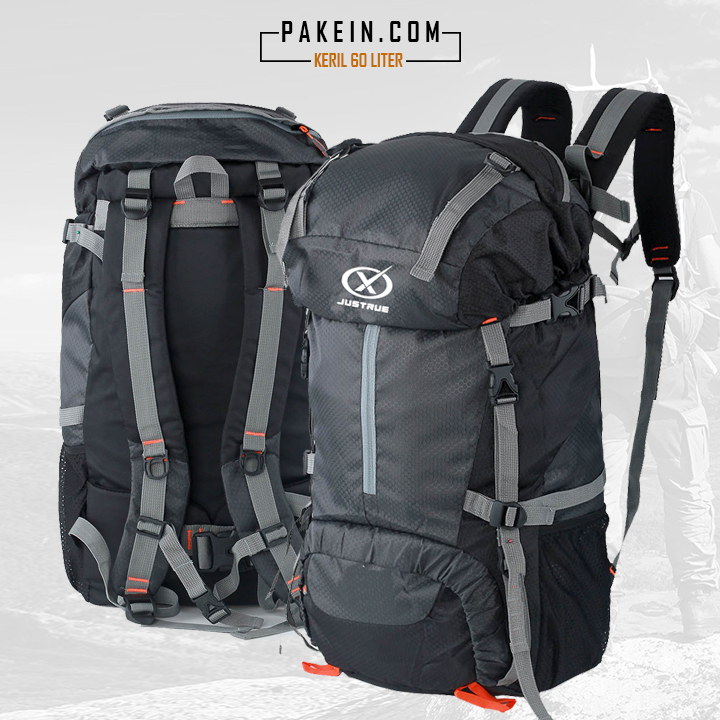 Pakein Tas Keril Gunung 60 Liter Ransel Hiking Camping 60L Abu