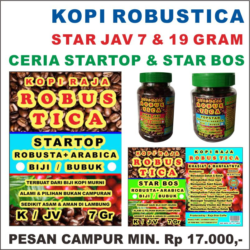 

KOPI ROBUSTICA STARTOP CERIA KOPI RAJA ROBUSTA + ARABICA TERBUAT DARI BIJI KOPI MURNI ALAMI & PILIHAN KOPI ROBUSTIKA STAR JAV STAR BOS ABC KAPAL API ENEGREN LUWAK WHITE COFFE KOPI ABC TORABICA GOOD DAY COOLIN CAPUCINO ANNUR KARANGAYU TOKO 699 ROBUSTIKA