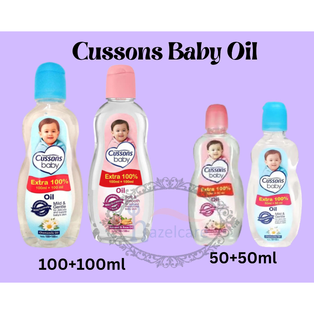 Cussons Baby Oil Mild &amp; Gentle / Soft &amp; Smooth 50ml + 50ml / 100ml + 100ml - Minyak Pijat Bayi