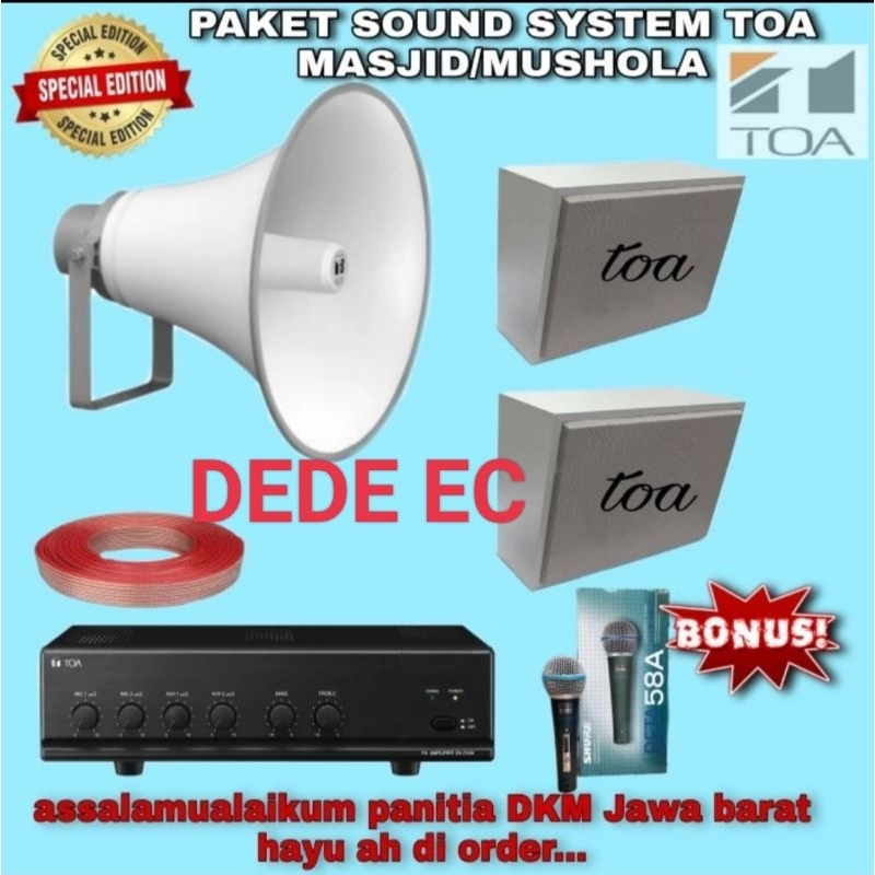 Paket Speaker Toa Mushola Trafo matching+ampli toa original