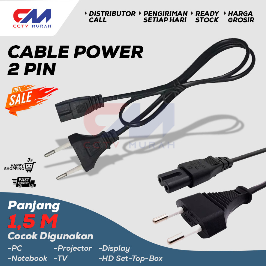 Kabel Power AC Angka 8 Panjang 1,5 Meter