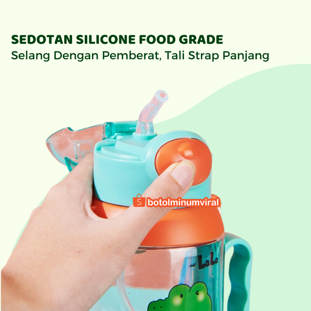 Botol Minum Anak Sekolah Anti Tumpah BPA Free Sedotan Tali Pegangan