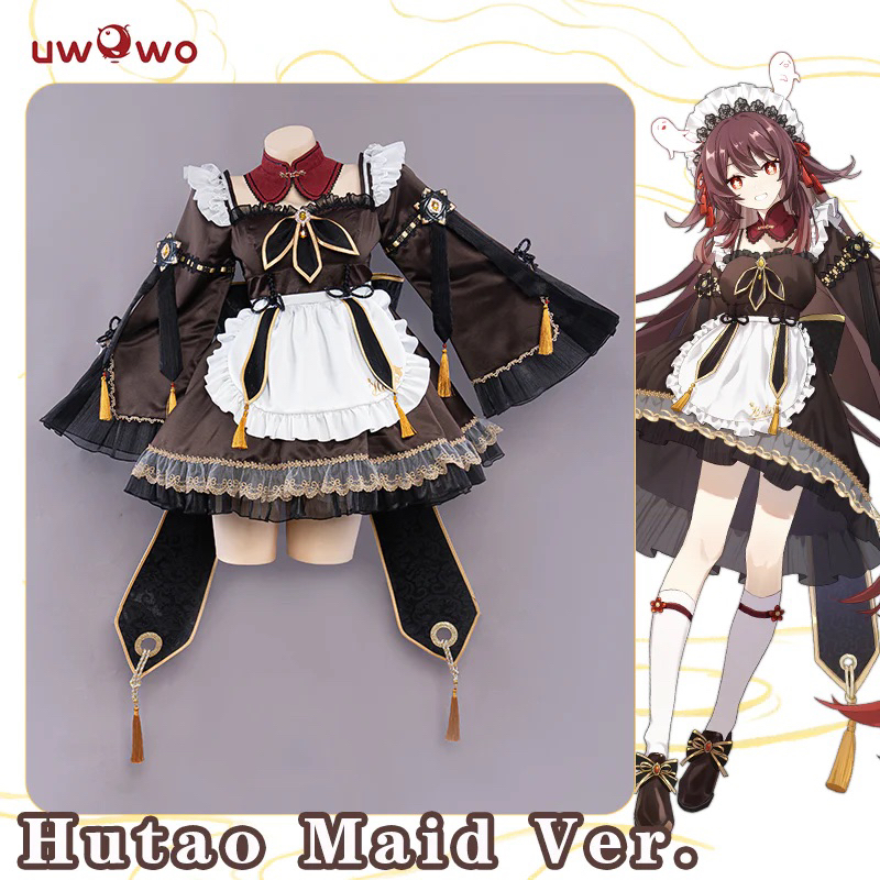 ready stock hutao maid uwowo costum cosplay size S