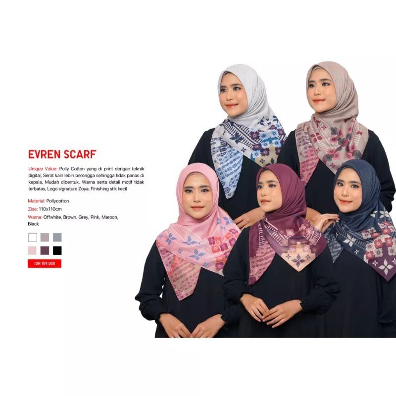 Zoya Kerudung Segi Empat Motif Evren Scarf