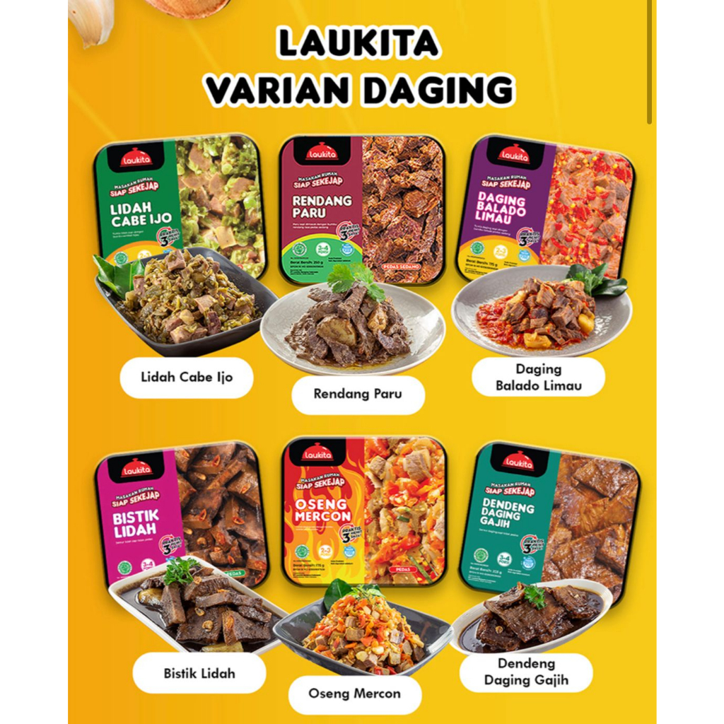 Laukita by Umara Catering - Ready To Eat Premium Ready All Varian Cumi Cabe Hijau, Oseng Mercon, Bistik Lidah, Balado Limau, Paru