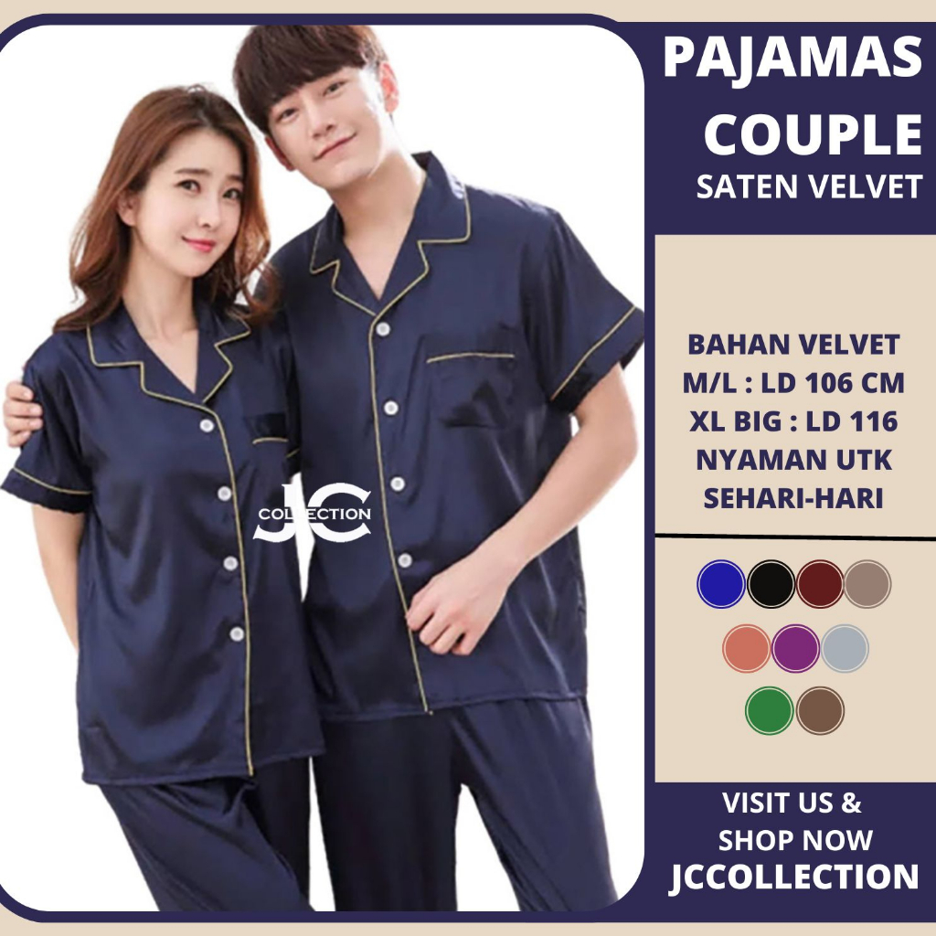 Piyama Couple pasangan Satin Big Size 2XL COUPLE CP - Piyama Satin Jumbo - JCCollections