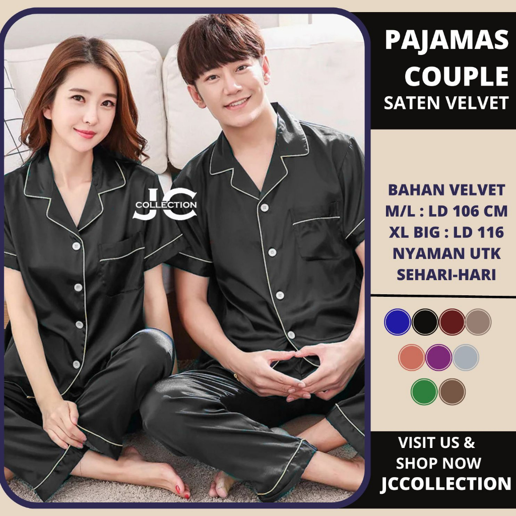 Piyama Couple pasangan Satin Big Size 2XL COUPLE CP - Piyama Satin Jumbo - JCCollections