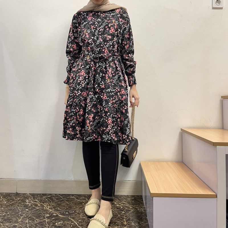 TUNIK  / MIDI / GAMIS RAYON MOTIF BUNGA DAISY TUNIK RAYON PREMIUM