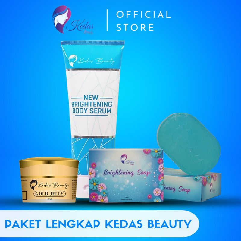 Kedas Beauty Official Paket Glowing Lengkap Sabun, Body Serum Dan Gold Jelly
