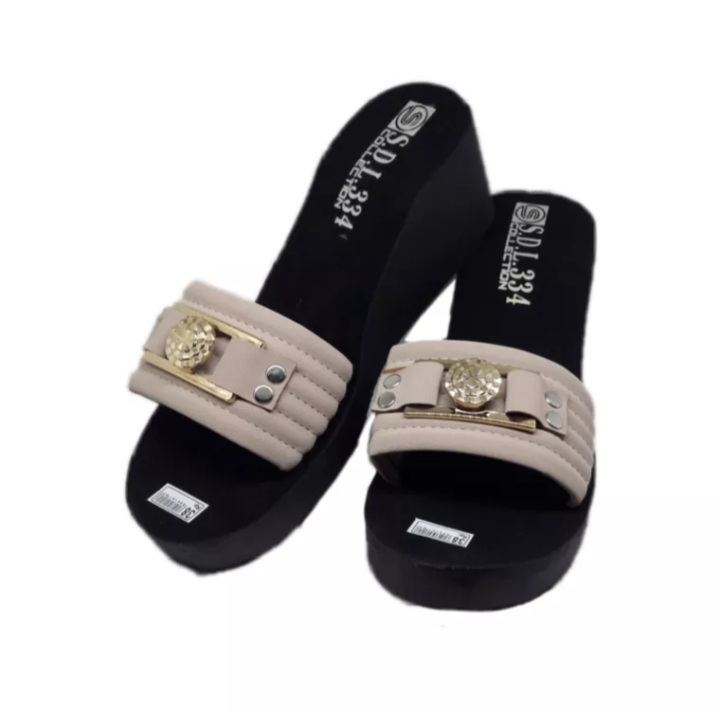 SANDAL WEDGES WANITA SLOP PERMATA