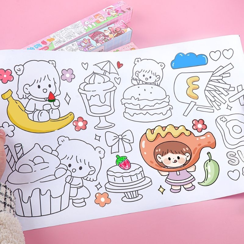 buku mewarnai anak / kertas mewarnai melukis gambar lucu / watercolor coloring book buku gambar anak