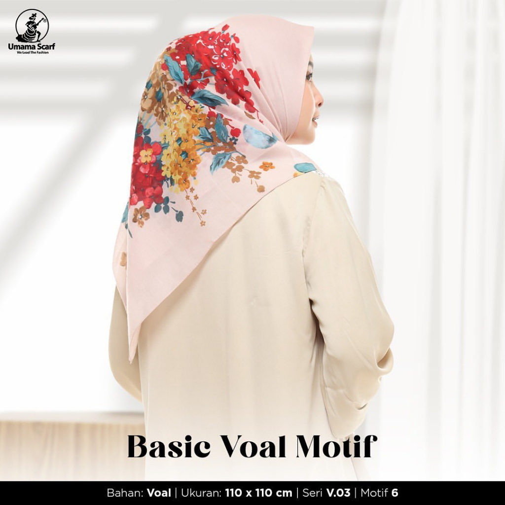 Umama HIjab Segi Empat Basic Voal Motif Terbaru [PILIH WARNA]