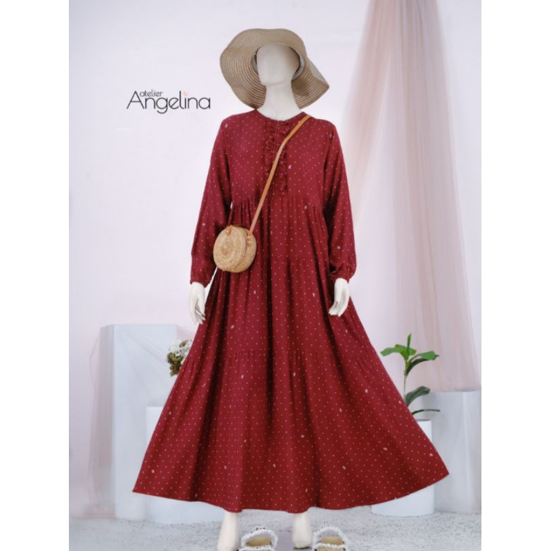 Bella Dress atelier angelina polkadot maroon xs