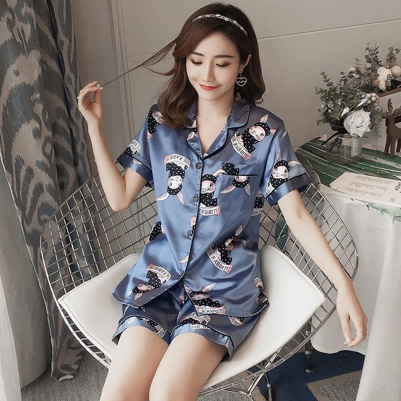 Ready Stock!!! Baju Tidur Piyama Set Bahan Satin Motif Lengan Pendek Celana Pendek/ Piyama Import / Super High Quality / Baju Tidur Import / Baju Tidur Murah / Piyama Set / Baju Tidur Set