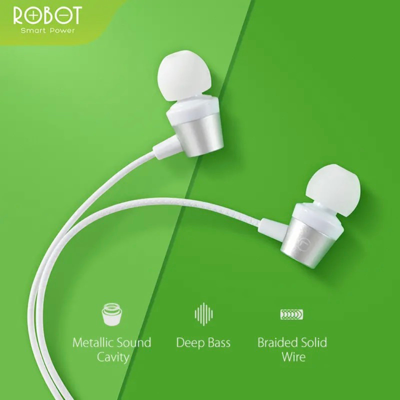 Original ROBOT Wired Earphone Bass Stereo For All Smartphone Headset Jack audio 3.5mm