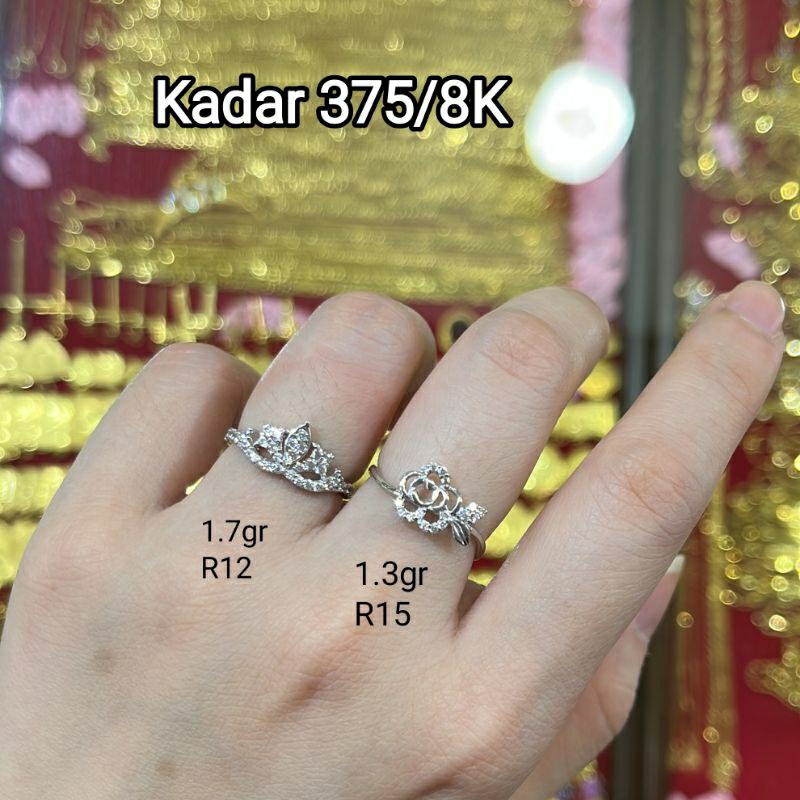 Cincin Mas Putih Kadar 375/8K Emas Putih Muda Cincin Emas Putih