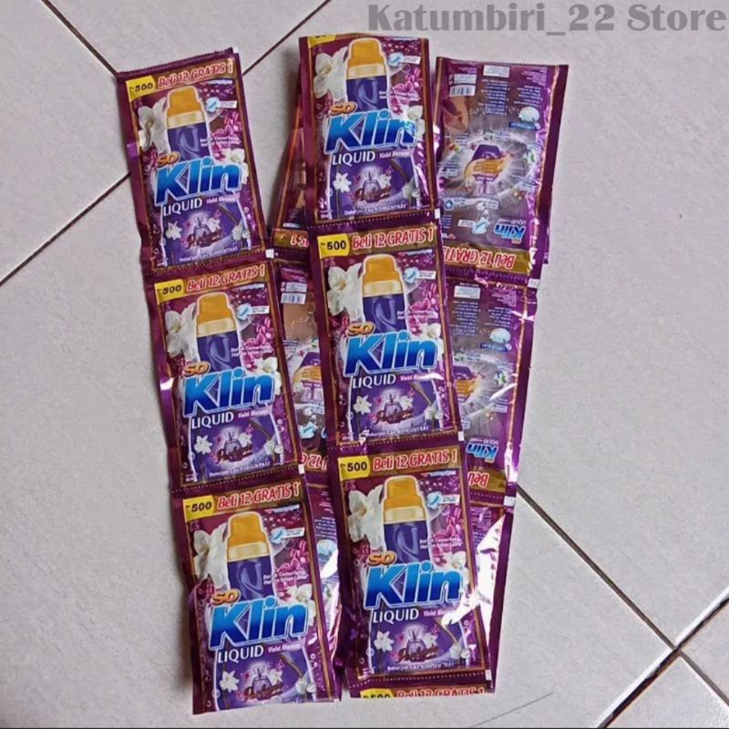 So Klin Liquid Cair Renceng 12 Sachet 22ml / Soklin Liquid Renceng Murah