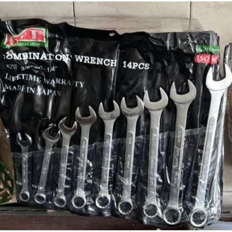 Kunci ring pas set 3/8"-11/4"inch 14 pcs Combination wrench set inch