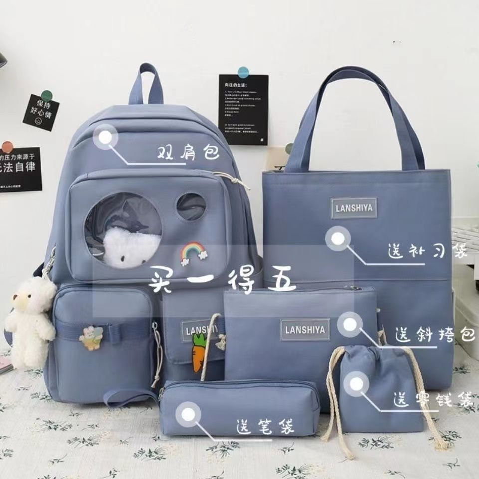 MV_Marvelouz MV806786 Tas RANSEL Wanita 5IN1 Bagpack Kanvas Kekinian Terbaru 2023 1kg bisa 1 tas supplier tas import EL 6786 LT2228