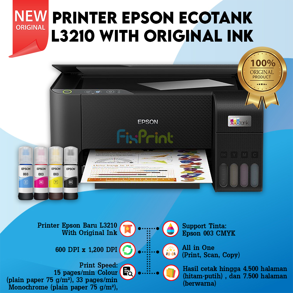 Printer Epson Ink Tank EcoTank L3210 All-in-one Pengganti Epson L360 Pengganti Epson L3110