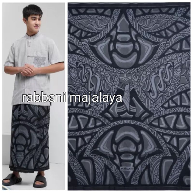 sarung rabbani motif art elya - Sarung geora 1 hitam - sarung hitam polos agak motif - sarung dewasa