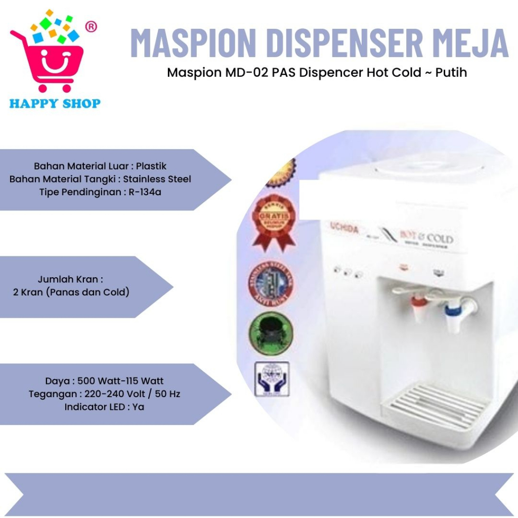 Maspion MD-02 PAS Dispenser Hot Cold ~ Putih